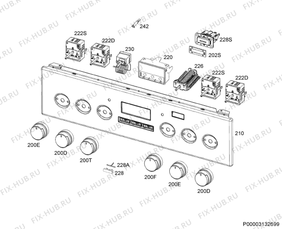 Взрыв-схема плиты (духовки) Electrolux EKC54952OW - Схема узла Command panel 037